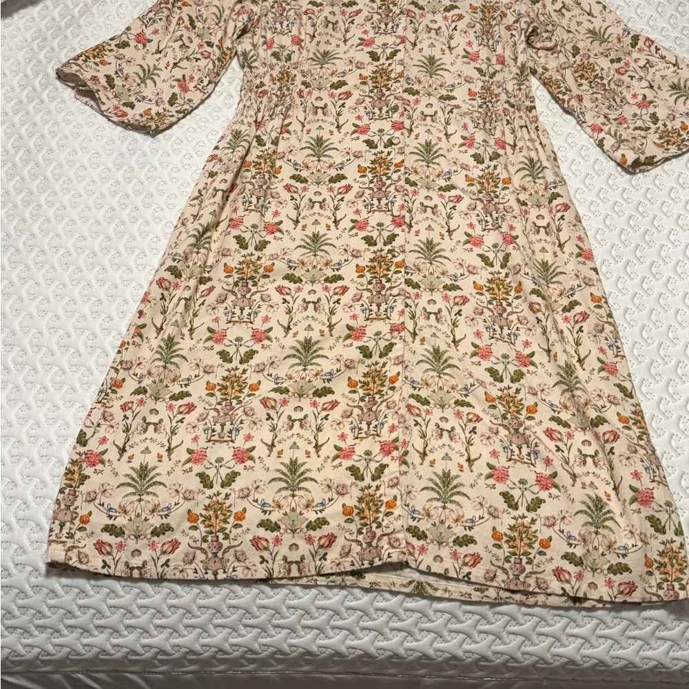 AND Cream Dress with Pink and Green Floral Print